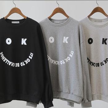 오케이 스마일 맨투맨 빅사이즈 여성의류 202G408S