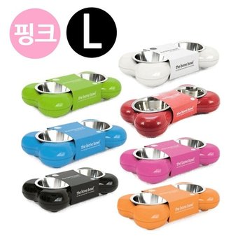 뼈다귀 패션쌍식기 핑크 강아지 식기 강아지 사료 애견 애완용품