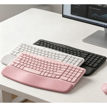 [해외] Logitech Wave Keys 무선 키보드 인체공학 손목 받침대 내장 PC Mac 호환
