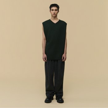 커스텀멜로우 남성 Green Wool Twisted Vest_CWWAW25992GRX