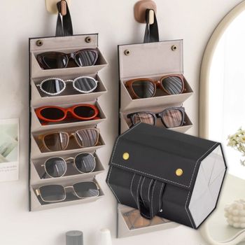 예쁜 선글라스 5구 가죽 케이스 접이식 안경 파우치