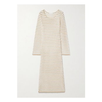 [해외] 짐머만 탤로 메탈릭 크로셰 코튼 혼방 미디 드레스 아이보리 1647597350960145