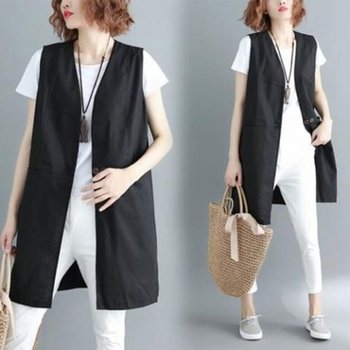 F70430 세련된 노카라 마조끼 롱조끼 Vest 베스트_20360867_667501