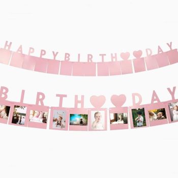 생일 NE00QK75 포토 가랜드 핑크 생일축하가랜드 생일가랜드 생일파티가랜드