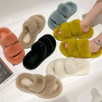 슬리퍼 퍼슬리퍼 두줄 225-260 털슬리퍼 DS-AL731 통굽슬리퍼
