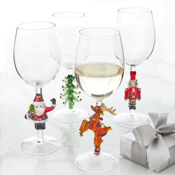 [해외] 니만 마커스 크리스마스 와인잔 글라스 Neiman Marcus Mixed Figural Christmas Wine Glasses