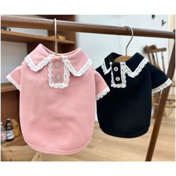강아지 레이스 카라 반팔티 2XL 1P 유치원룩 티셔츠