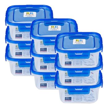 코멕스 비비락 정사각 밀폐용기 정1호 블루 350ml X 9