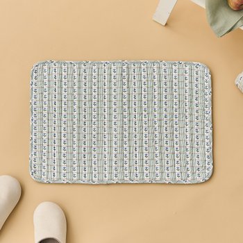 L 체크 들꽃 퀼팅 발매트 아이보리 40x60