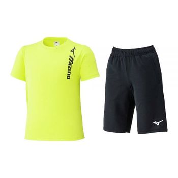 [해외] 미즈노 키즈 반팔 티셔츠 하프 팬츠 세트 32MGD41194 - 옐로우 블랙 1144348