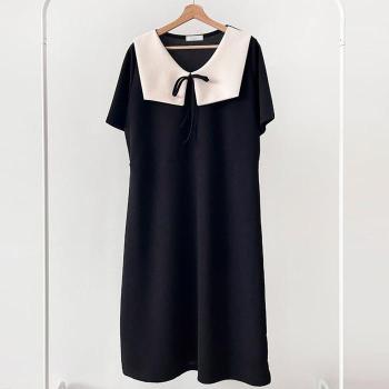 빅사이즈배색원피스 U403L504 브라이덜블랙리본원피스 BS (33572023A)