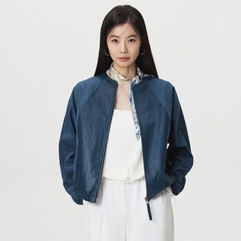 [3color] [5599] FAUX 레더 블록 자켓 세미 오버핏 블루종 점퍼