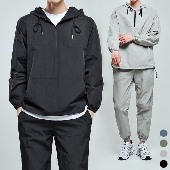 TOPBOY MZ세대 오버핏 아노락 바람막이 후드티 (HE007)