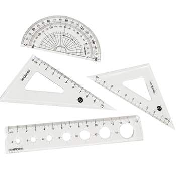 모양자 삼각자 각도기 제도자 4종 세트 DD-10769 그림자