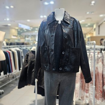 리에떼)카라 숏 버튼 레더 자켓(U1F32LJK010)BP