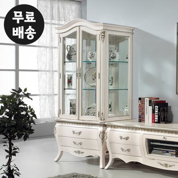 멜로 엔틱 장식장 원목 진열장 술 와인 거실 장식장 양주 유리 수납장 인테리어 가구 3단