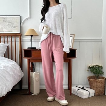여성바지 여성 린클 컴포터블 일자형 밴딩 팬츠