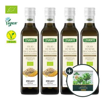 르반테 유기농 대마종자유 냉압착 250ml 햄프씨드오일 직수입 4병 + (증정) 아티초크 앰플 1박스