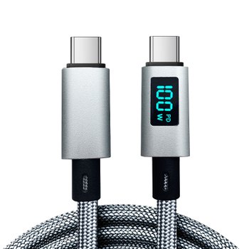 보스위즈 LED 디스플레이 C to C타입 PD 100w 초고속 충전 데이터 케이블 2M BOS-100LCD