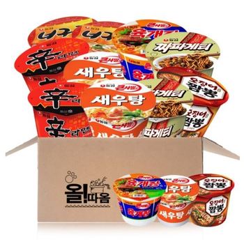 농심 큰컵라면 (신라면+새우탕+오징어짬뽕+짜파게티+얼큰너구리+육개장) 각 2개씩