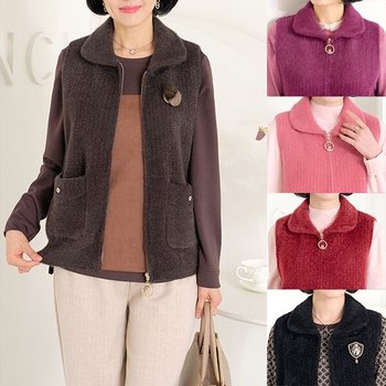 [엄마옷 로즈맘] 효린인조소프트밍크니트조끼