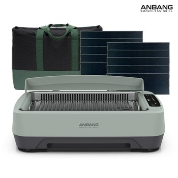 [안방그릴 맥스 2026 시즌7] 연기+냄새+기름잡는 하프돔 전기그릴 (가방+필터10개) AB1201MF