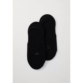 [해외] Calvin Klein 캘빈 클라인 언더웨어 여성 풋이 미드 컷 샤이니 로고 2팩 - 트레이너 양말 블랙 6