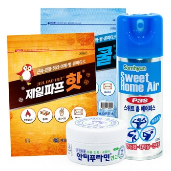제일파스 신신파프 핫+쿨+뿌리는 에어파스+안티푸라민 4종세트