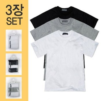 면 100%  라운드넥 반팔 3pcs 패키지(공용)  243801