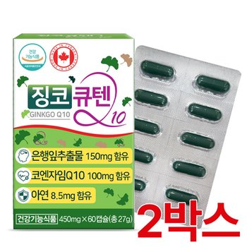 PDH 징코큐텐 450mgx60캡슐 2박스 (총120캡슐, 4개월분)