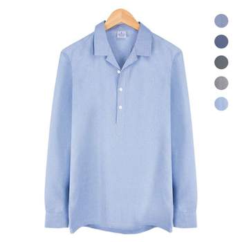 만다린카라 오픈 카라 반탁 보카시 블루 셔츠 _NWM005_LightBlue