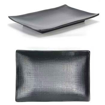 블랙 671EQG78 멜라민 한정식 반찬접시 반찬그릇 30x21cm 5호