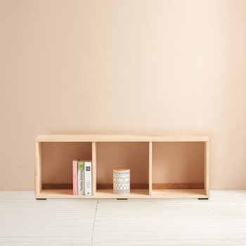 H6351 1단 3칸 고무나무 낮은책장 1color
