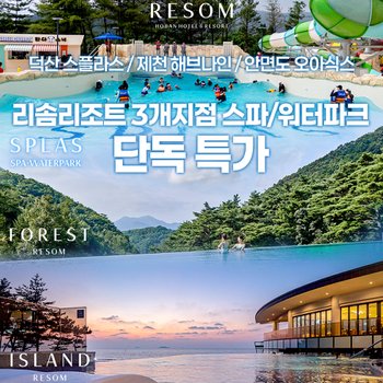 [리솜리조트] 스플라스/해브나인/오아식스(3개 지점) 온천 스파/워터파크 이용권(~10/31)