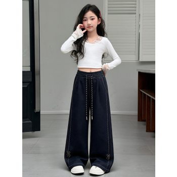 스티치 와이드 데님 팬츠 R30367