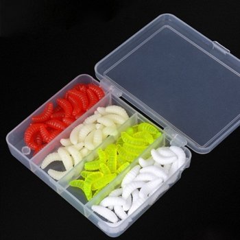 루어낚시 구더기 윔 세트 송어 빙어 미끼 찌 겨울 낚시용품 지렁이 미끼 100개입