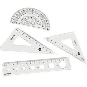 양자 425FIK01 삼각자 각도기 제도자 4종 세트 DD-10769