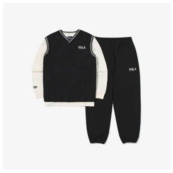 M 휠라키즈트레이닝세트 KQC FK2FSG3101X-BLK 3pcs 우븐 조끼 상하세트