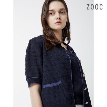 ZOOC 컬러 라인 하프 슬리브 가디건 DN_Z242KSL010