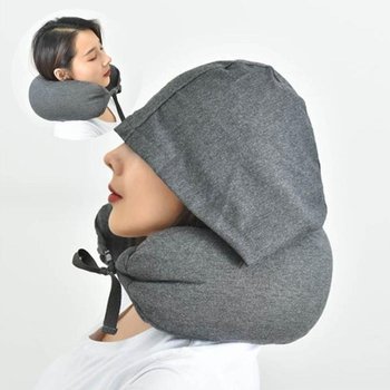 [D더블유] 여행용 휴대용 후드 목쿠션 베개 기내용 (11549394)