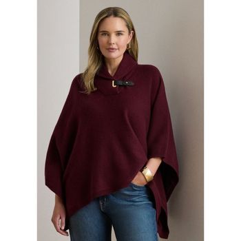 [해외] Ralph Lauren Woman 로렌 랄프 여성 벨트 장식 울 혼방 스웨터 포인초 - 케이프 다크 가넷 75199