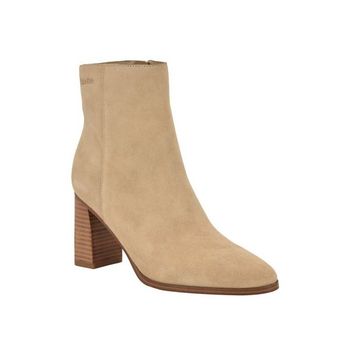 [해외] 캘빈클라인 여성 데지 하이 블록 힐 부츠 라이트 내추럴 스웨이드