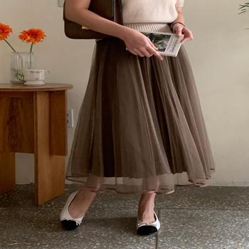 여자 투 3컬러 웨이 샤 리버서블 비침 스커트