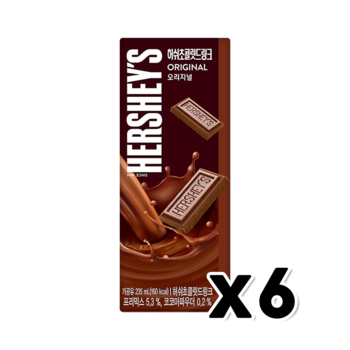허쉬 초콜릿드링크 오리지널 팩음료 235ml x 6개