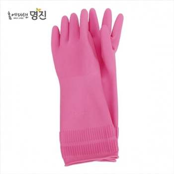 황토숯 일반고무장갑 특대 22x42cm 핑크