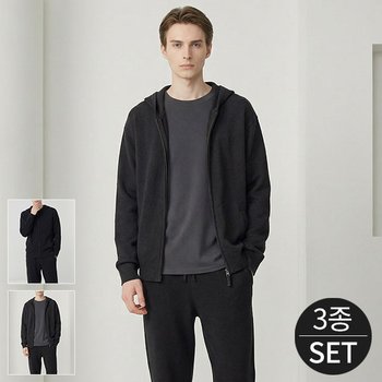 앤듀 후드니트집업+티셔츠+팬츠 남성 이지웨어 세트