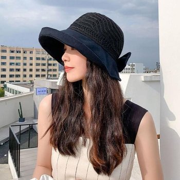 [MEI21226_62_62]버킷 햇 여성 챙 넓은 벙거지 모자 블랙