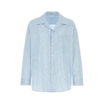 [해외] [X45]로에베 H526Y05XAI WHITENAVY 남성 셔츠 남방 긴팔 반팔 Embroidered poplin