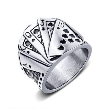 [오늘출발] 맨즈 써지컬 스틸 레트로 힙합 포커 남자반지 MR008