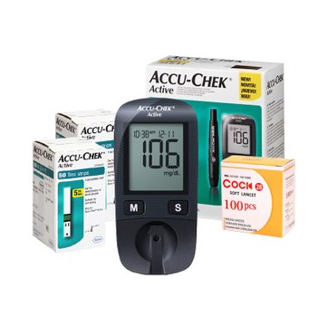 ACCU-CHEK 로슈 아큐첵 액티브 당뇨검사기+혈당시험지 100매+채혈침110개